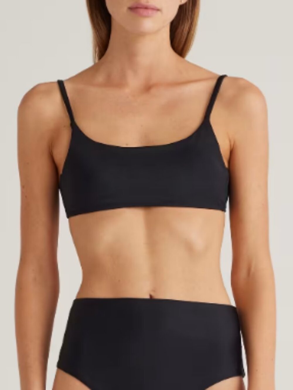 Quince Italian Scoop Neck Bikini Top Black XL NWT